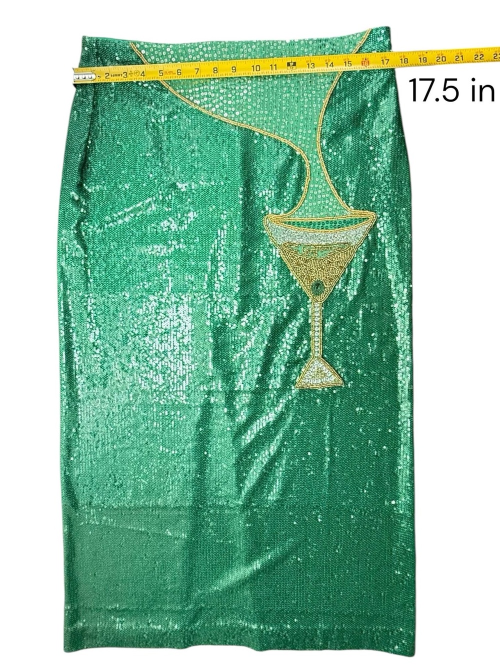 Antonio Melani Womens Naomi Sequin Skirt Green Beaded Cocktail Size 14 NWT - Picture 13 of 16